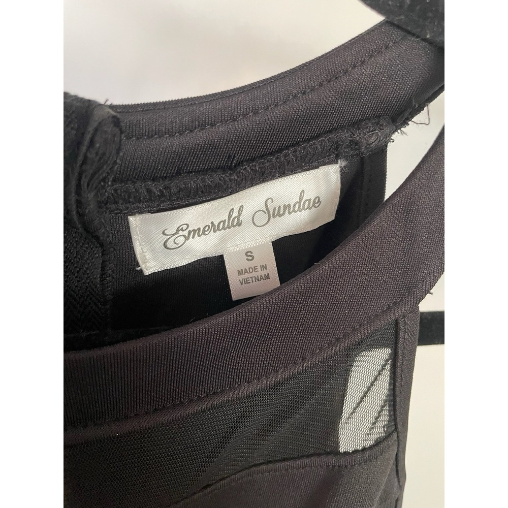 Emerald Sundae Junior's Black Dress With Sheer Netting Size Small Back Zipper - Picture 3 of 4